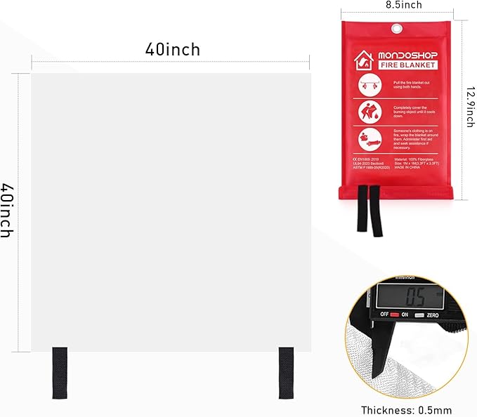 Mondoshop Fire Blankets Emergency for Kitchen Home - Emergency Fire Retardant Blanket for Home