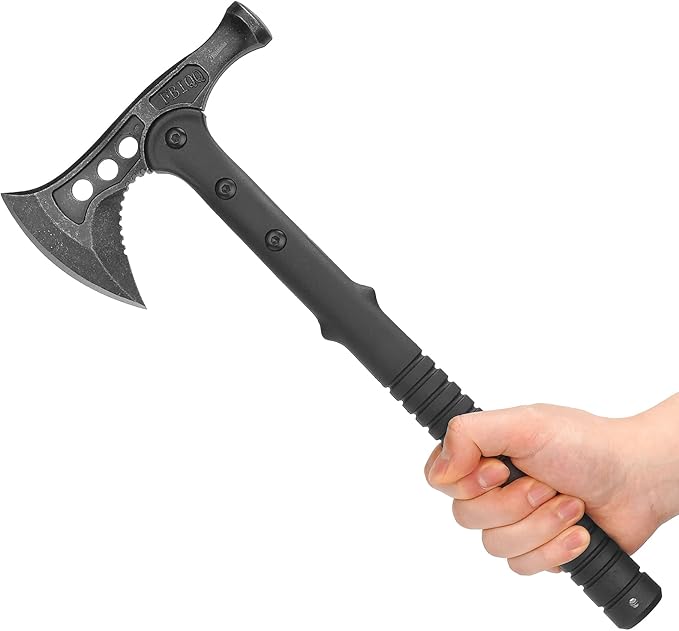 Camping Axe, Survival Chopping Hatchet with Sheath, Tactical Tomahawk with Hammer, Nylon Fiber