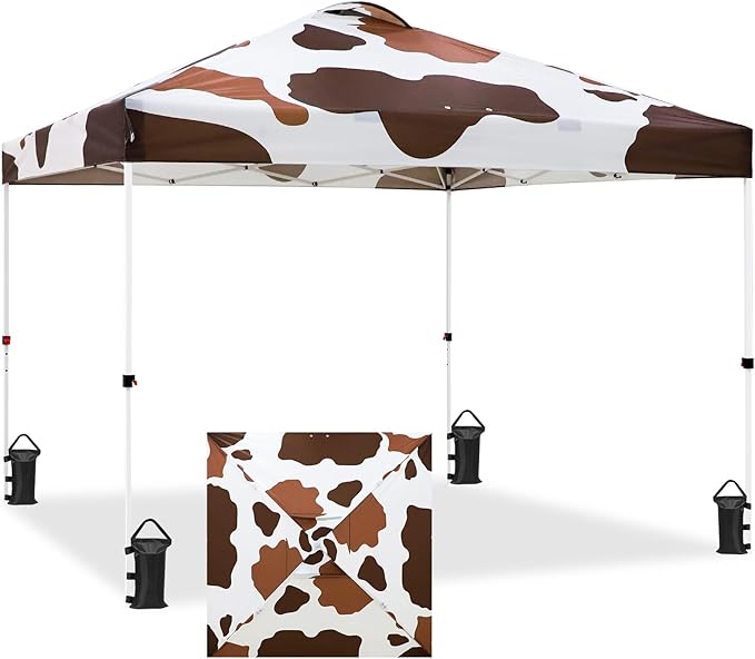 EAGLE PEAK Pop Up Canopy Tent with Wheeled Carry Bag, 8 Stakes, 4 Ropes, 4 Weight Bags, Easy Set Up