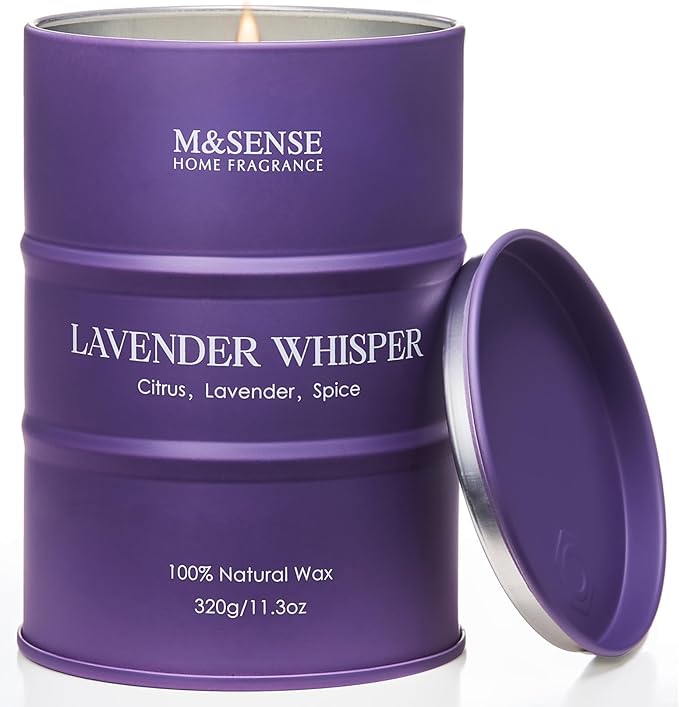 M&SENSE Lavender Soy Candles for Home Scented 11.6oz 70 Hour Long Burning, Aromatherapy Candle for