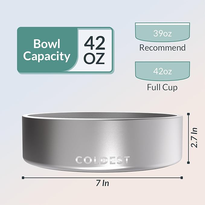 Coldest Dog Bowl - Anti Rust Metal, Non Slip, 3 Layers Insulated Stainless Steel Dog Bowls - Spill