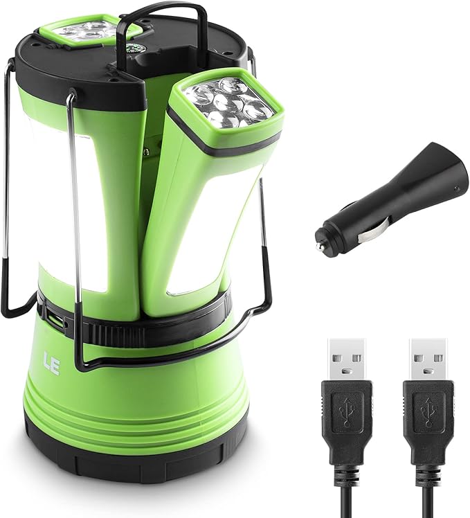 LE LED Camping Lantern Rechargeable, 600LM, Detachable Flashlight, Camping Essentials, Perfect