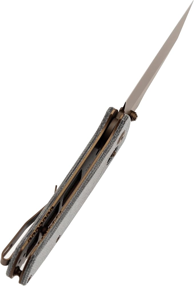 KANSEPT Main Street Pocket Folding Knife, 3.36''Rose Gold Coated 154CM Sharp Blade, Black Micarta