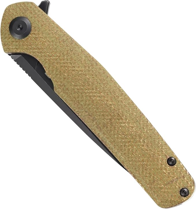 Sitivien ST102 Folding Knife, D2 Steel Blade+Micarta Handle EDC Tool Knife for Outdoor, Camping