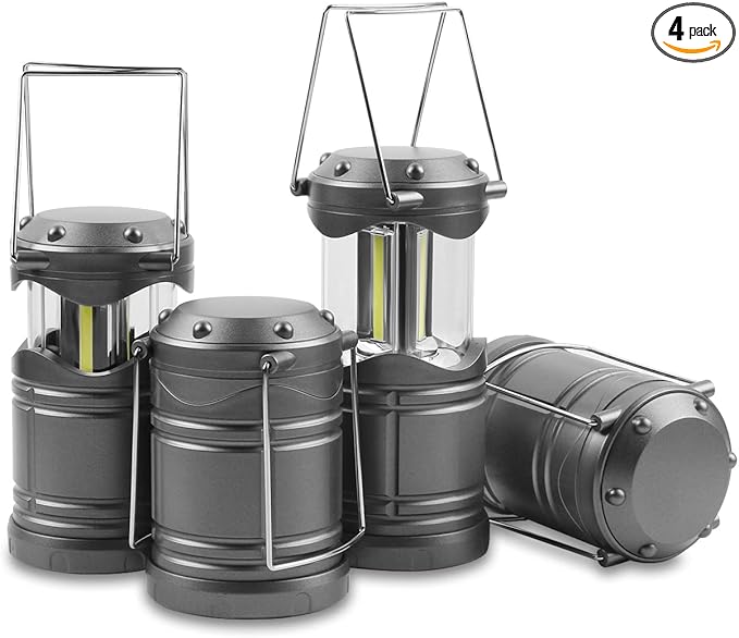 Lichamp LED Camping Lantern, 4 Pack Battery Powered Flashlight for Power Outages, Portable