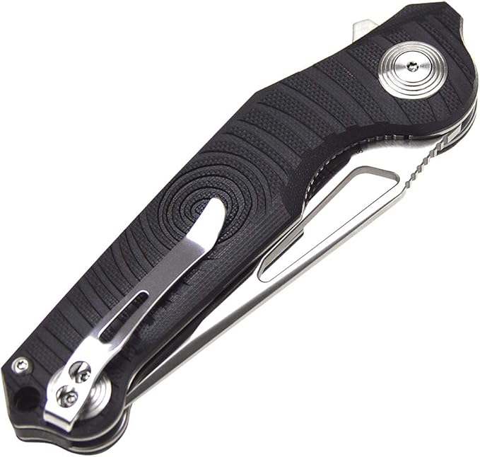 Harnds Time Folding Knife with Sandvik 14C28N Steel Blade Pocket Knife with G10 Handle Camping