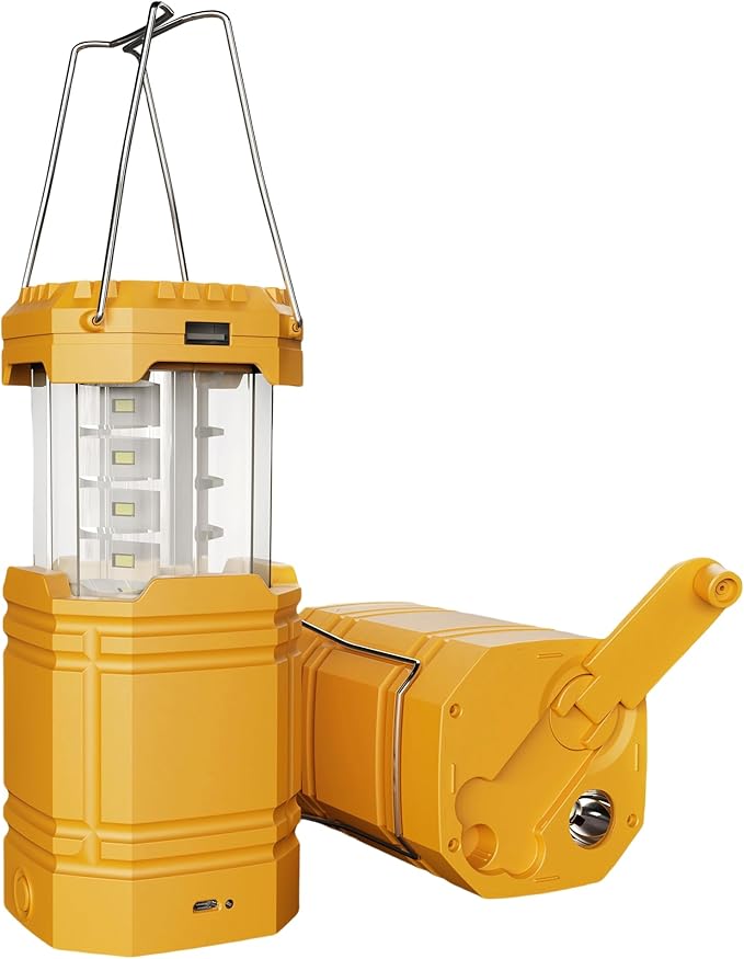 3000mAh Large Capacity Hand Crank Solar Camping Lantern, Portable Ultra Bright LED Torch, 23-26