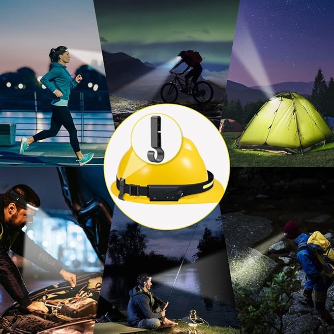 Rechargeable Headlamp 5PCS, 230° Wide Beam Head Lamp, Motion Sensor LED Headlamp Flashlight, 5Mode