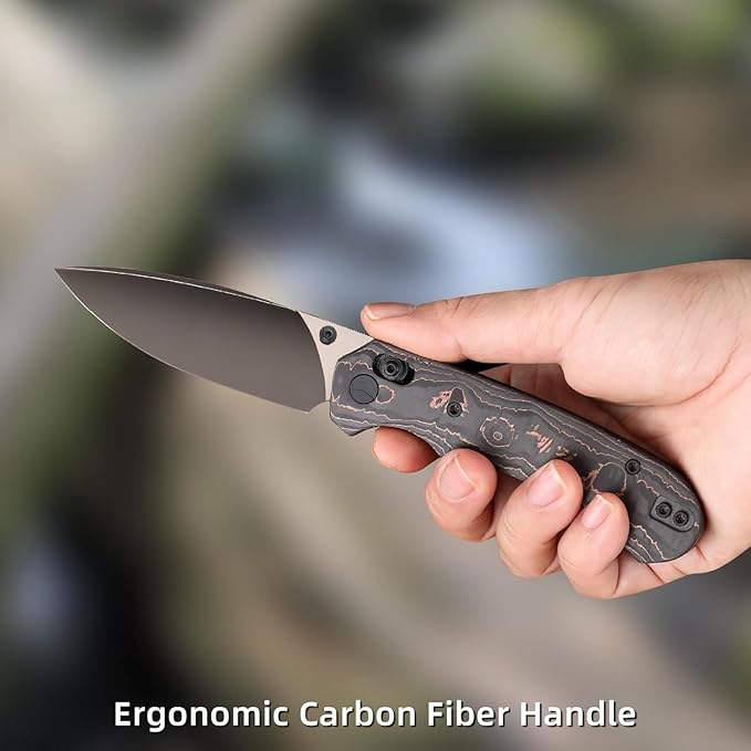 Folding Pocket Knife,3.31” M390 Blade,Erogonomic Titanium Handle,Hunting Survival Knife,EDC Knife