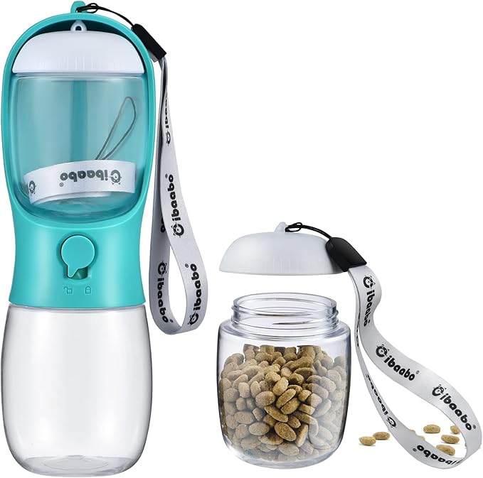 Dog Water Bottle with Food Container, Travel Puppy Water Bowl, Portable Pet Dispenser, Dog Stuff