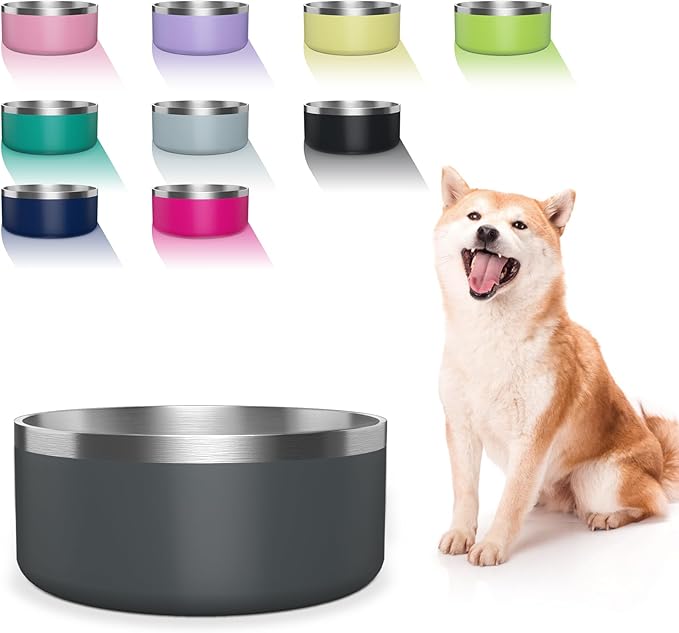 Dog Bowl, Stainless Steel Dog Food and Water Bowl with Non Slip Quiet Bottom, Easy to Clean