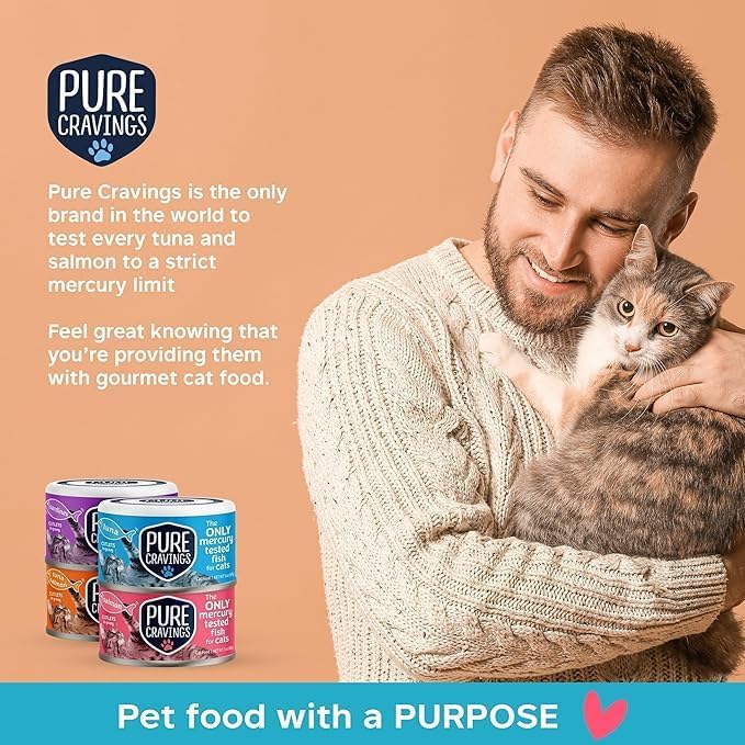 Pure Cravings Wet Cat Food Variety Pack Tuna, Salmon, Sardines, Tuna/Salmon in Gravy, 100%