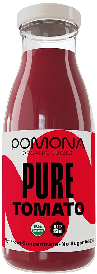 Pomona Organic Juices Pure Tomato Juice, 8.4 Ounce Bottle (Pack of 12), Cold Pressed Organic Juice