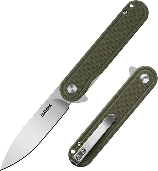 G040 Pocket Knife, 2.75'' D2 Steel Blade G10 handle, Small EDC Knife with Pocket Clip for Men
