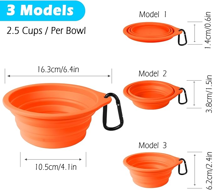 PetBonus 2-Pack Silicone Collapsible Dog Bowls, BPA Free Dishwasher Safe, Portable Foldable