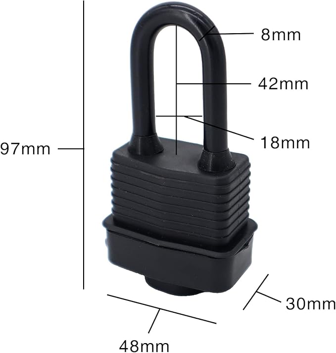 Waterproof Padlocks Keyed Alike for Outdoor use, Covered Heavy Duty Laminated Steel Lock, 1-9/16