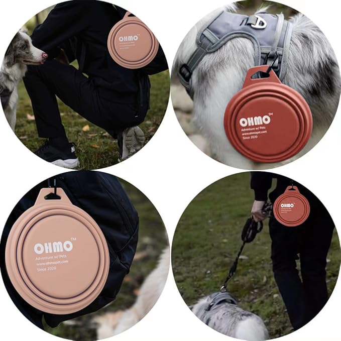 OHMO Large Collapsible Dog Bowls, (2 Pack 27oz/800ml) Premium Silicone Portable Travel Water Food