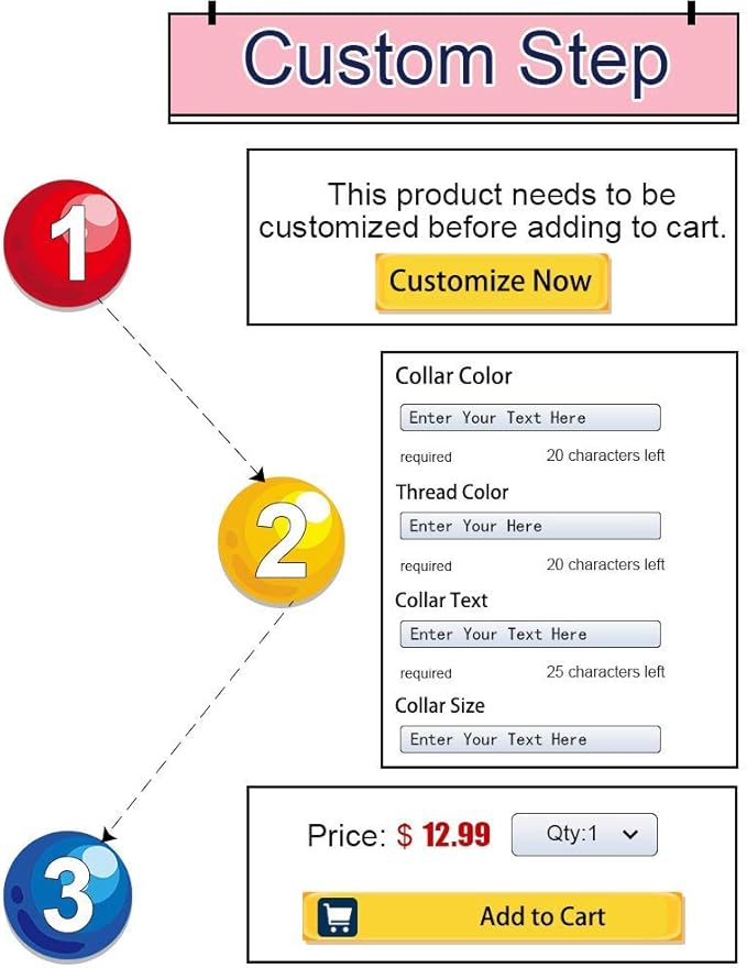 ROKHEVN WANTIG Embroidered Personalized ID Collar, 4 Adjustable Sizes: Extra-Small, Small, Medium