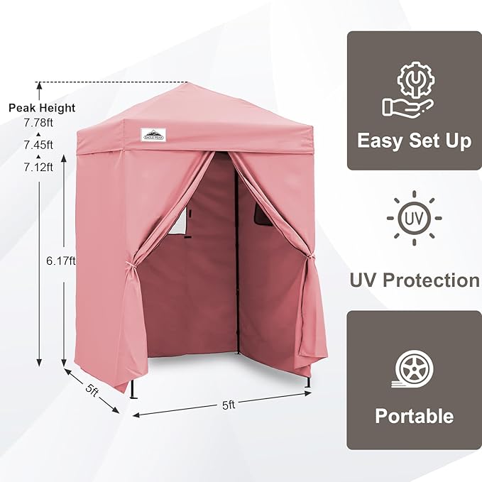 EAGLE PEAK Flex Ultra Compact 5x5 Pop-up Canopy, Sun Shelter, Changing Room, Portable Privacy Tent
