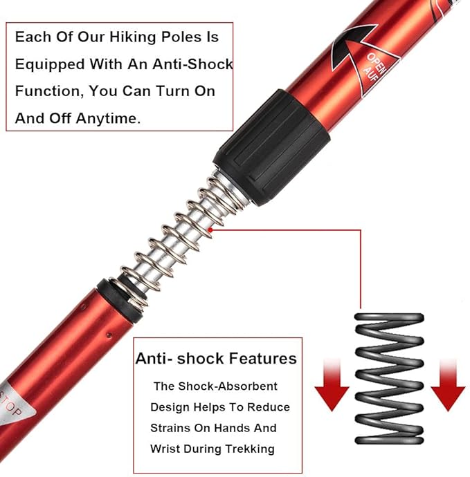 Aihoye Hiking Trekking Poles, 2 Pack Collapsible, Lightweight, Anti Shock, Walking Sticks