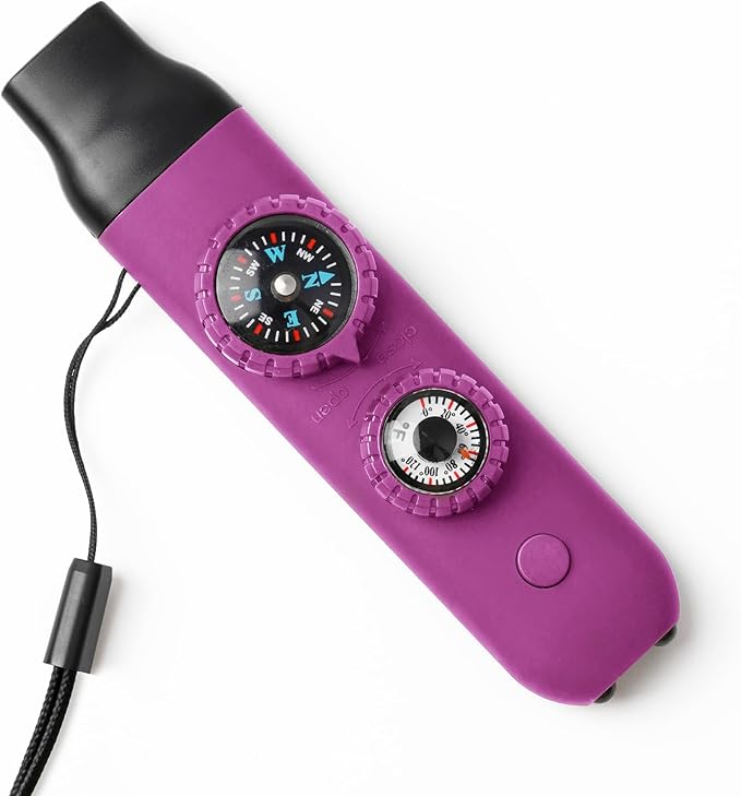Emergency Survival Safety Whistle，Whistle for Kids with Lanyard,Compass,Thermometer,Ideal for