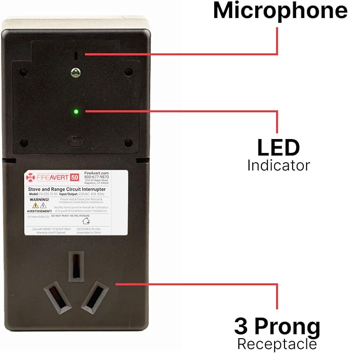 Electric Auto Stove Shut-Off Safety Device (3 or 4 Prong), Oven Monitoring Solution for Senior