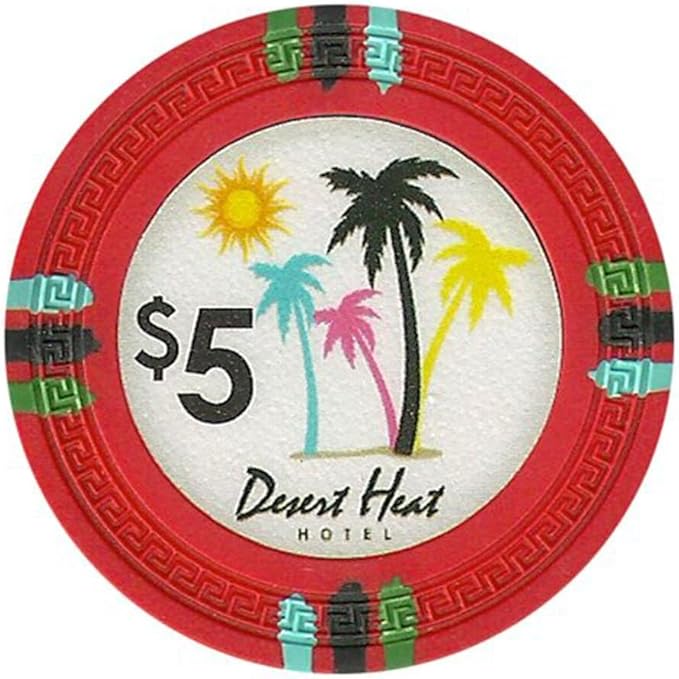 13.5-gram Desert Heat Premium Poker Chips (50-Pack) Heavy Clay Composite Set - Bulk Casino Chips