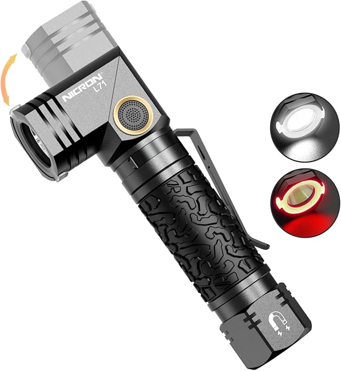 NICRON L71 Tactical Flashlights High Lumens Type-C Rechargeable Magnetic Flashlight 90 Degree