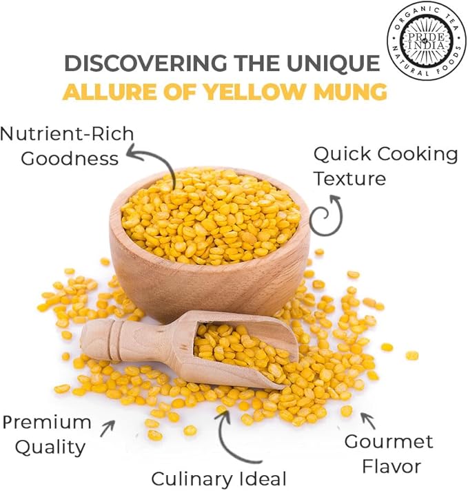 Pride Of India - Indian Split Yellow Mung Lentils - Protein & Fiber Rich Moong Dal, 3.0 Pound Jar