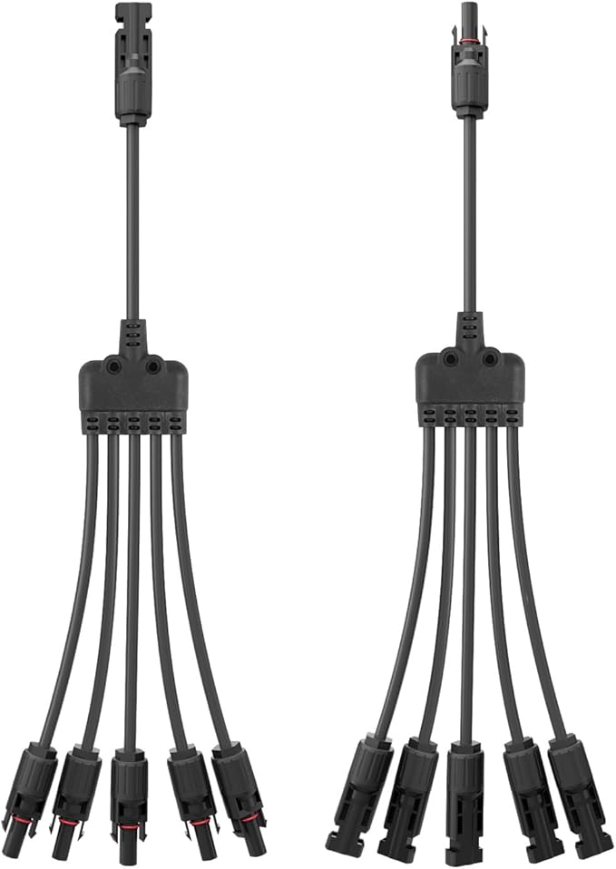 1 Pair Solar Connectors Y Branch,1 to 5 Solar Parallel Connector for Solar Panels,30A 1000V Solar