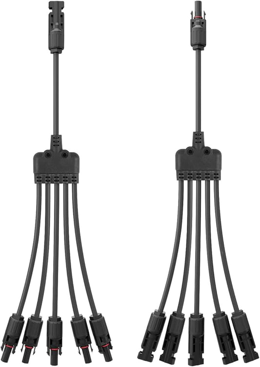 1 Pair Solar Connectors Y Branch,1 to 5 Solar Parallel Connector for Solar Panels,30A 1000V Solar