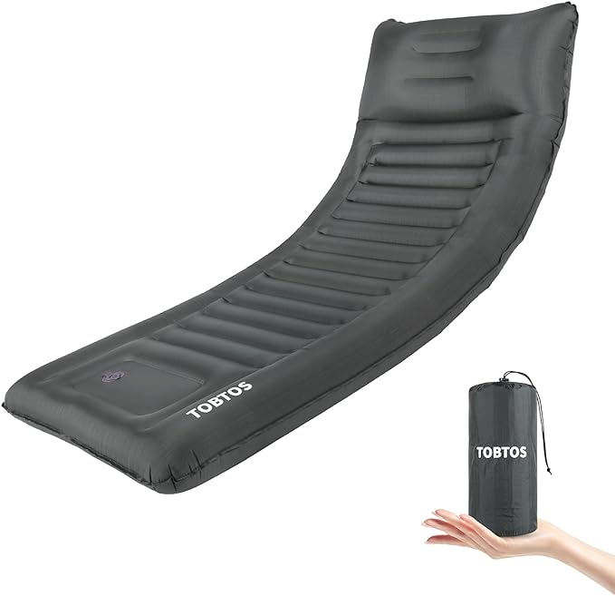 TOBTOS Inflatable Camping Sleeping Pad with Pillow, Thick 6 Inch Ultralight Sleeping Pad with