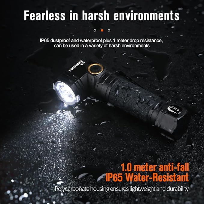NICRON L71 Tactical Flashlights High Lumens Type-C Rechargeable Magnetic Flashlight 90 Degree