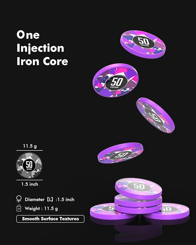 Poker Chips with Denominations, 600-pcs 11.5g Weighted Numbered Casino Chips Set, 2 Decks with