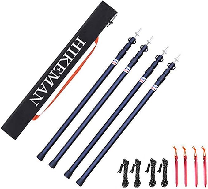 HIKEMAN Tent Poles Camping Poles for Tarp Awning Canopy Porch Sun Sails Tarpaulin Headroom