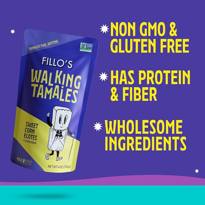 Fillo's Walking Tamales Sweet Corn Elotes, Pk of 7, Ready-to-Eat, Delicious, Gluten-Free