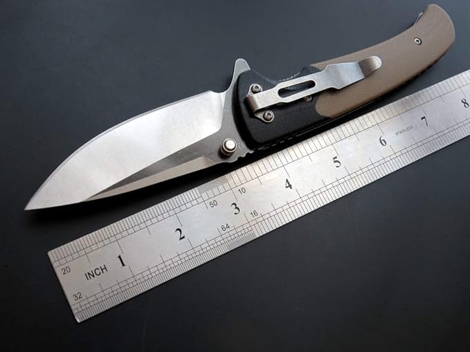 Eafengrow EF67 Pocket Knife with Metal Clip,D2 Steel Blade G10 Handle EDC folding knife Tool Liner