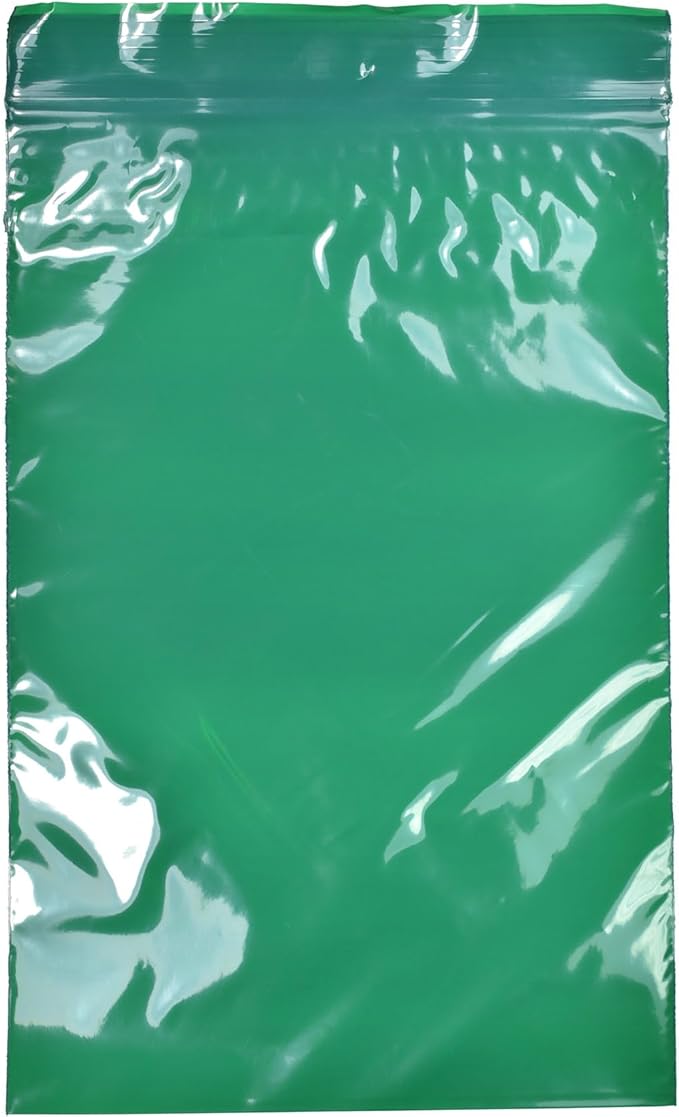 uGems 6" x 9" Green Resealable Zipper Bags -100 Pack of Opaque Plastic Storage Bags for Privacy