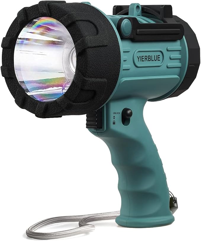 YIERBLUE Rechargeable Spotlight with Super Bright High Lumen LED, IP67 Waterproof Handheld