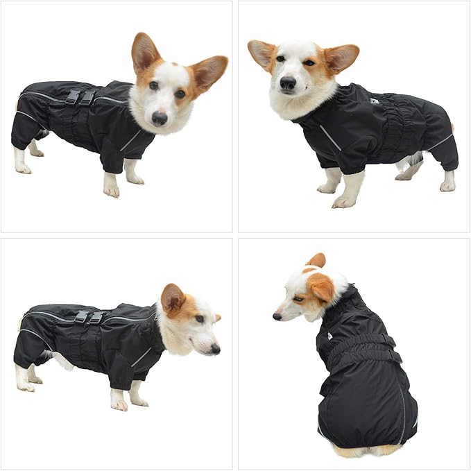 Dogs Waterproof Jacket, Lightweight Waterproof Jacket Reflective Safety Dog Raincoat Windproof