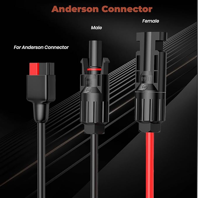 Universal 4-in-1 Solar Connector Kit, 16 AWG to Anderson XT60 DC7909 DC5521 Solar Extension Cable