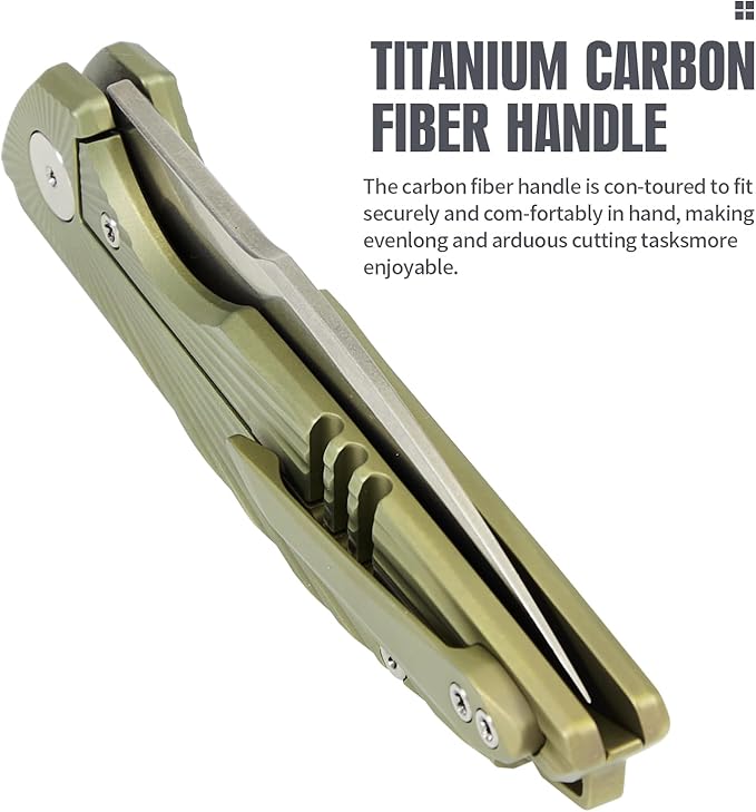 Folding Pocket Knife,EDC Knife,M390 Steel Blade,Titanium Carbon Fiber Handle,Tactical/Outdoor
