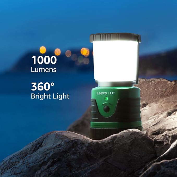 Lighting EVER 1000LM LED Camping Lantern Rechargeable, 4400mAh Power Bank, Camping Essential with 4