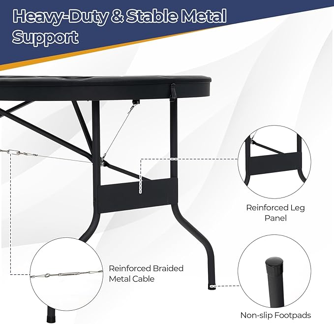 Goplus 72” Poker Table Foldable, 8 Players Card Board Game Table w/Deep Metal Cup Holders, Casino