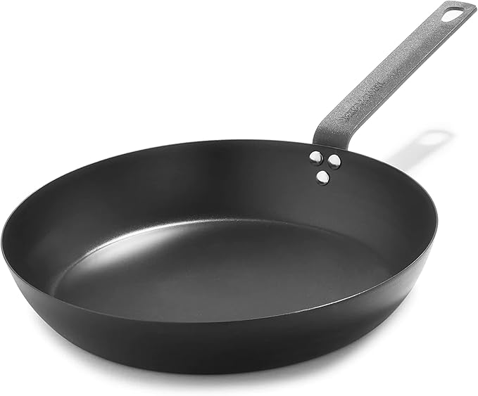 Merten & Storck Pre-Seasoned Carbon Steel 12” Frying Pan Skillet, Use on Induction, Stove and