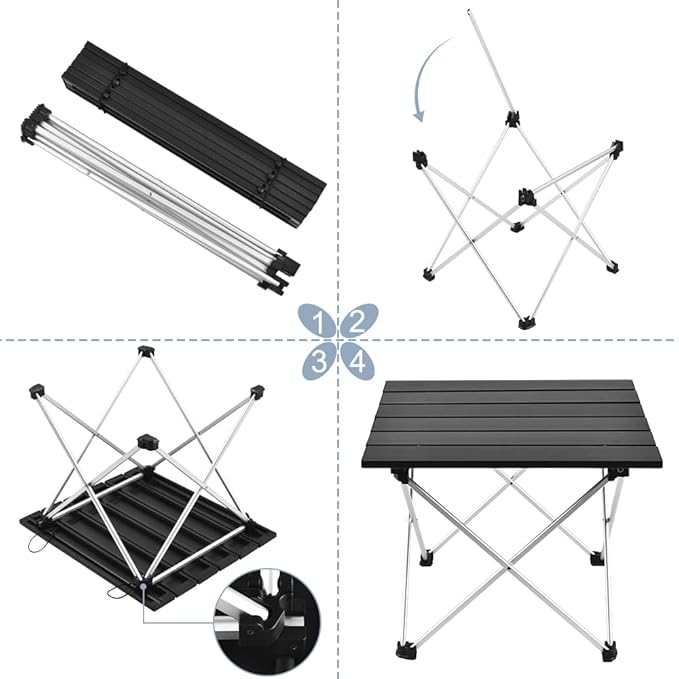 Grope Portable Camping Table with Aluminum Table Top, Folding Beach Table Easy to Carry, Prefect
