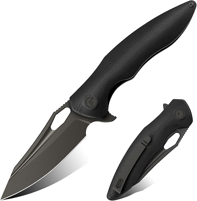 FINTISO Apollo Pocket Knife, 3.3" 14C28N Blade G10 Handle Folding Knife with Liner Lock, Small EDC