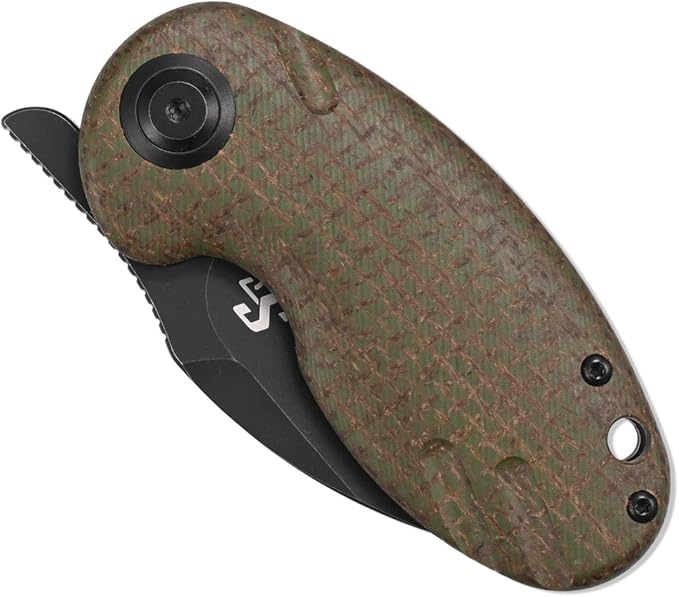 Sitivien ST153 Pocket Folding Knife,Sandvik 14C28N Black Stonewashed Blade with Micarta