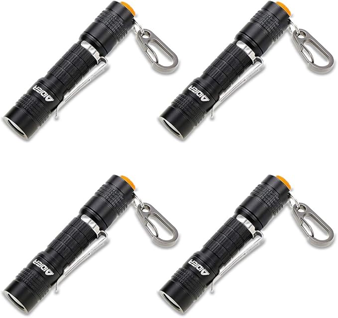 4 Pack Ultra Bright Compact EDC Keychain LED Flashlight 180lm Pocket Flashlight with Battery IPX7