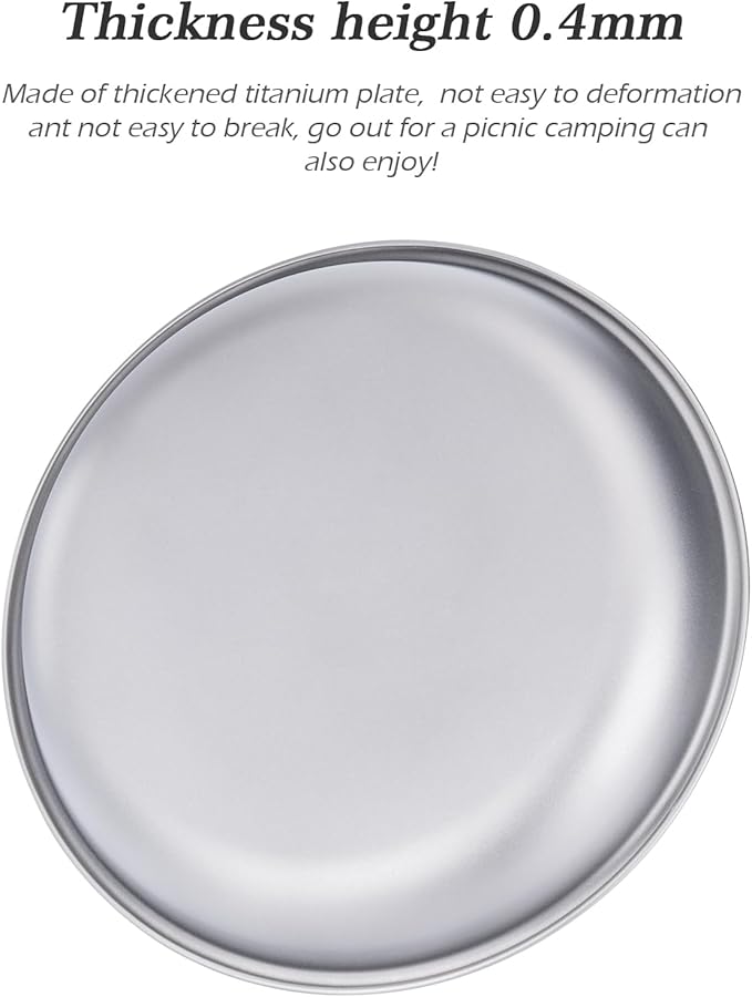 Boundless Voyage Titanium Camping Plate Dishes Saucer Lightweight Round Dinnerware Set Stackable